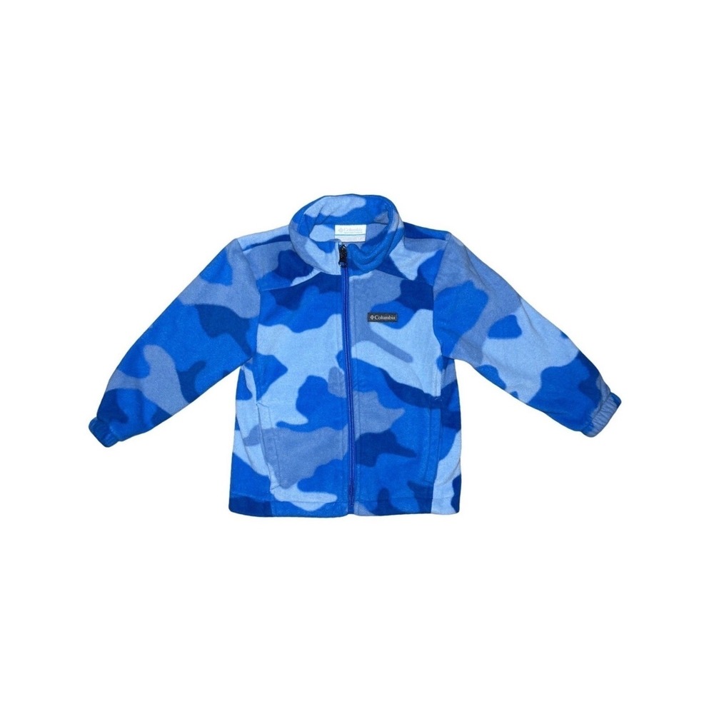 Columbia Fleece Jacket Kids 3T Blue Camo Full Zip
